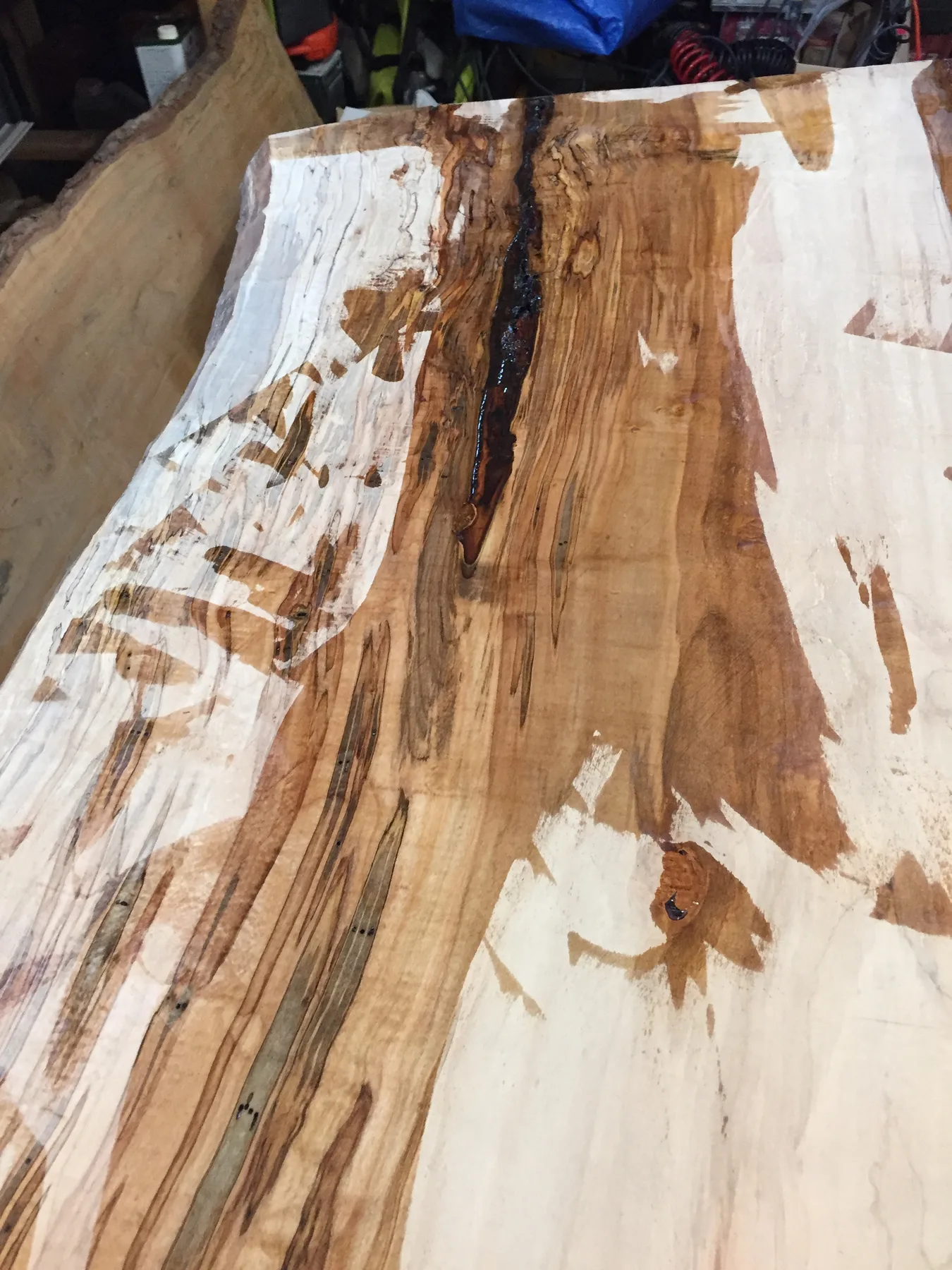 9 foot maple slab table behind the build photo 4