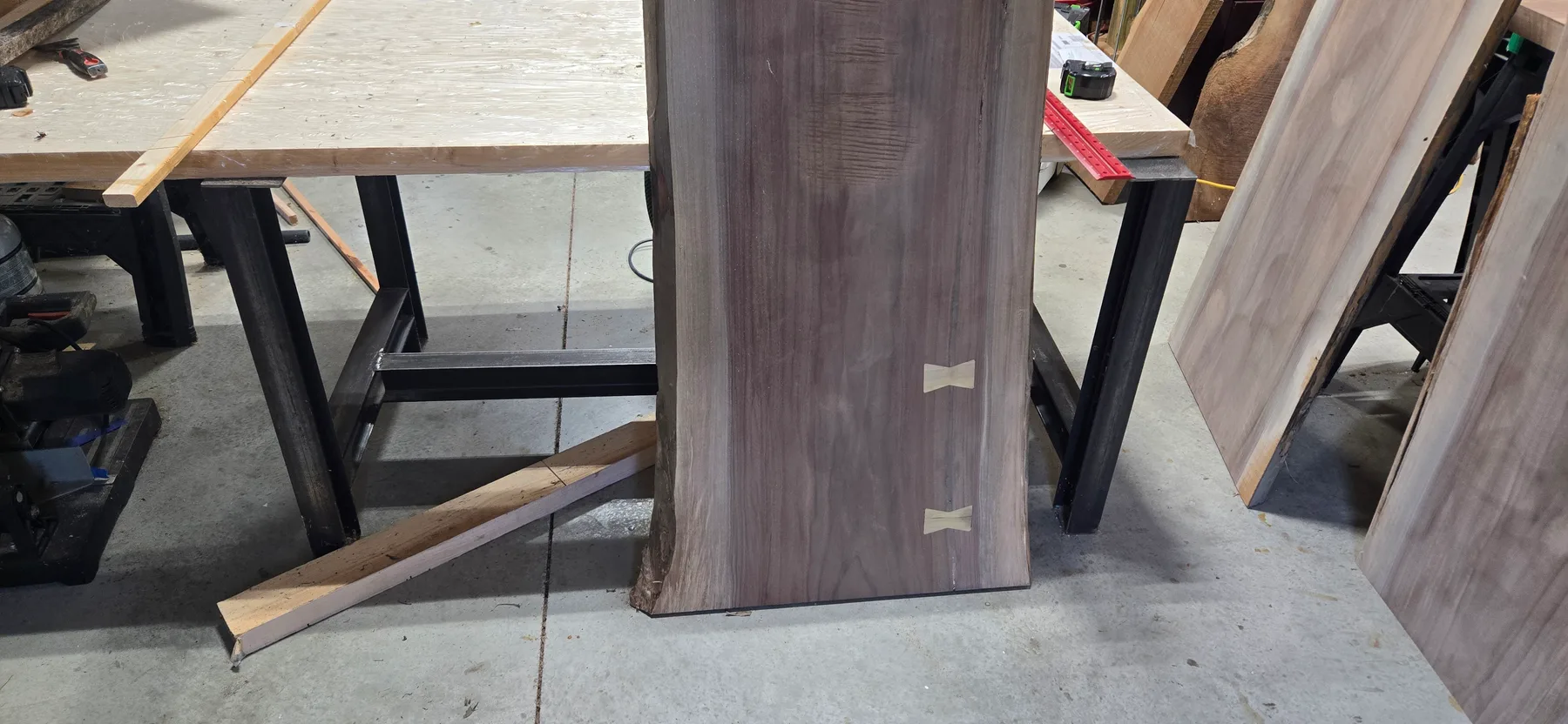 Black Walnut Waterfall Kitchen Island behind the build photo 4