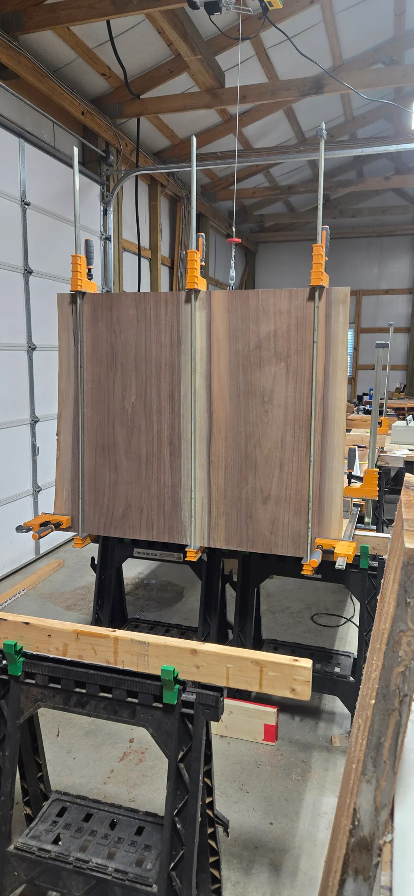 Black Walnut Waterfall Kitchen Island behind the build photo 5