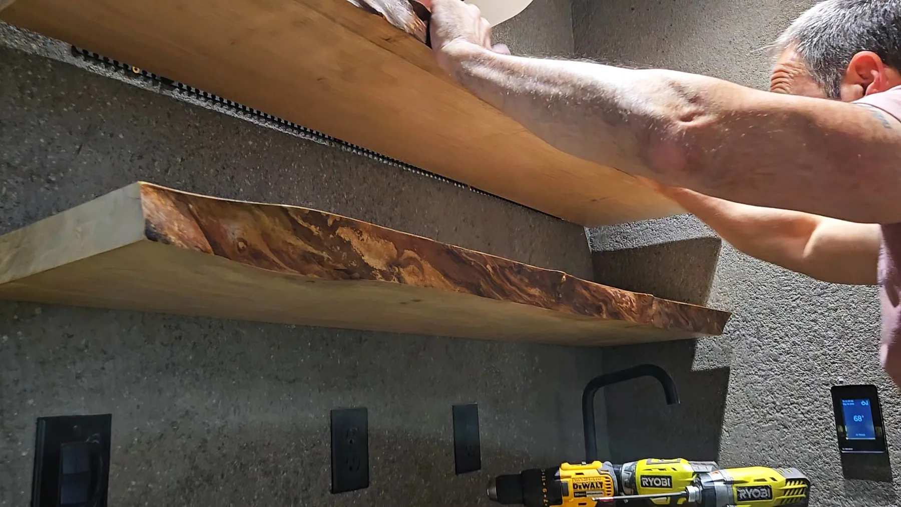 Live Edge Ambrosia Maple Shelves behind the build photo 5