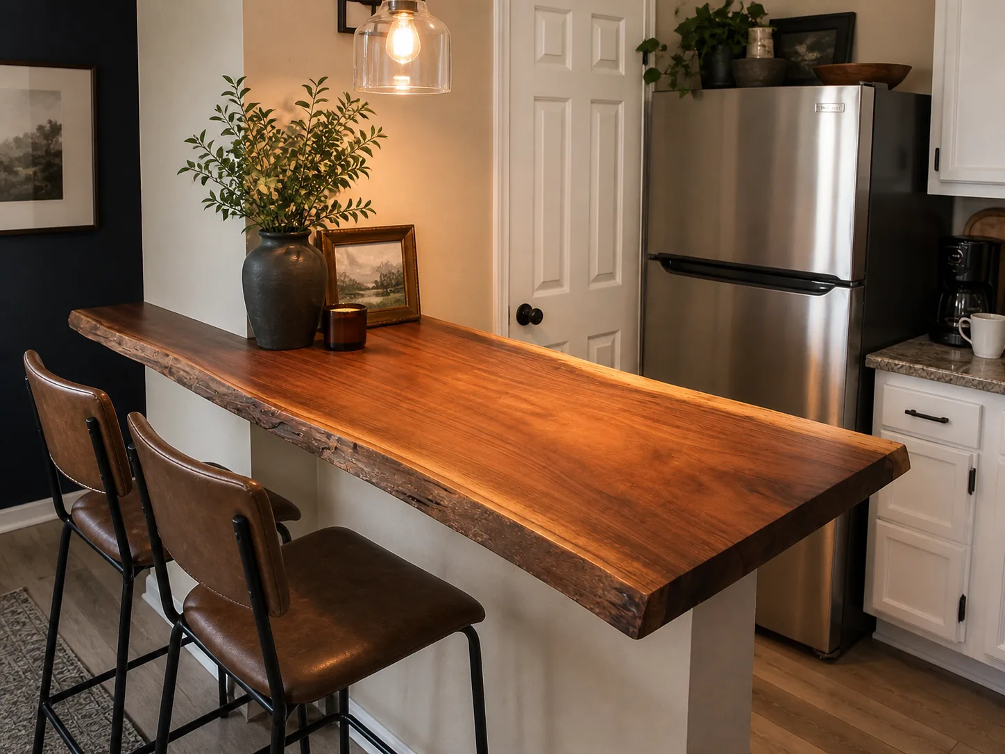 Nashville condo walnut bar top