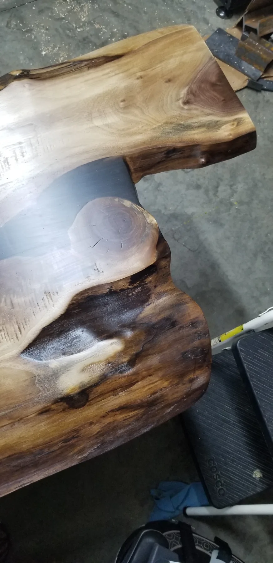 Black walnut swimming pool table behind the build photo 6
