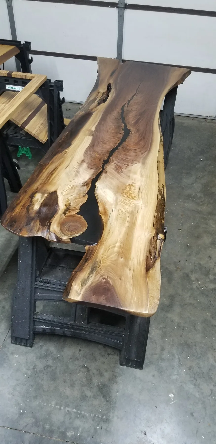 Black walnut swimming pool table behind the build photo 7