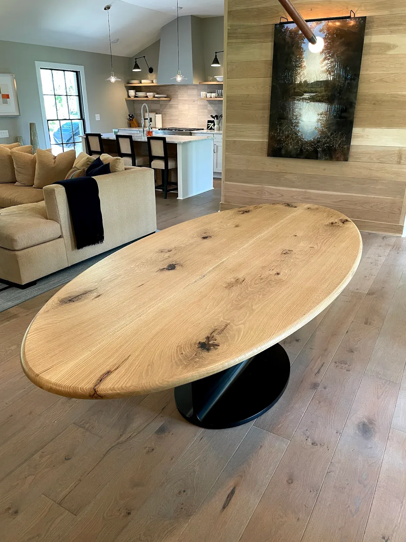 White oak oval dining table photo 2